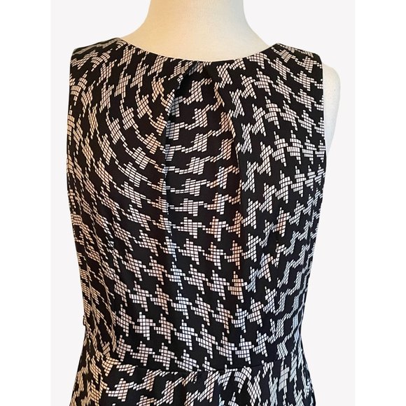AB Studios Size Large Black White Geometric Pattern Sleeveless Midi Dress Work - Picture 2 of 11